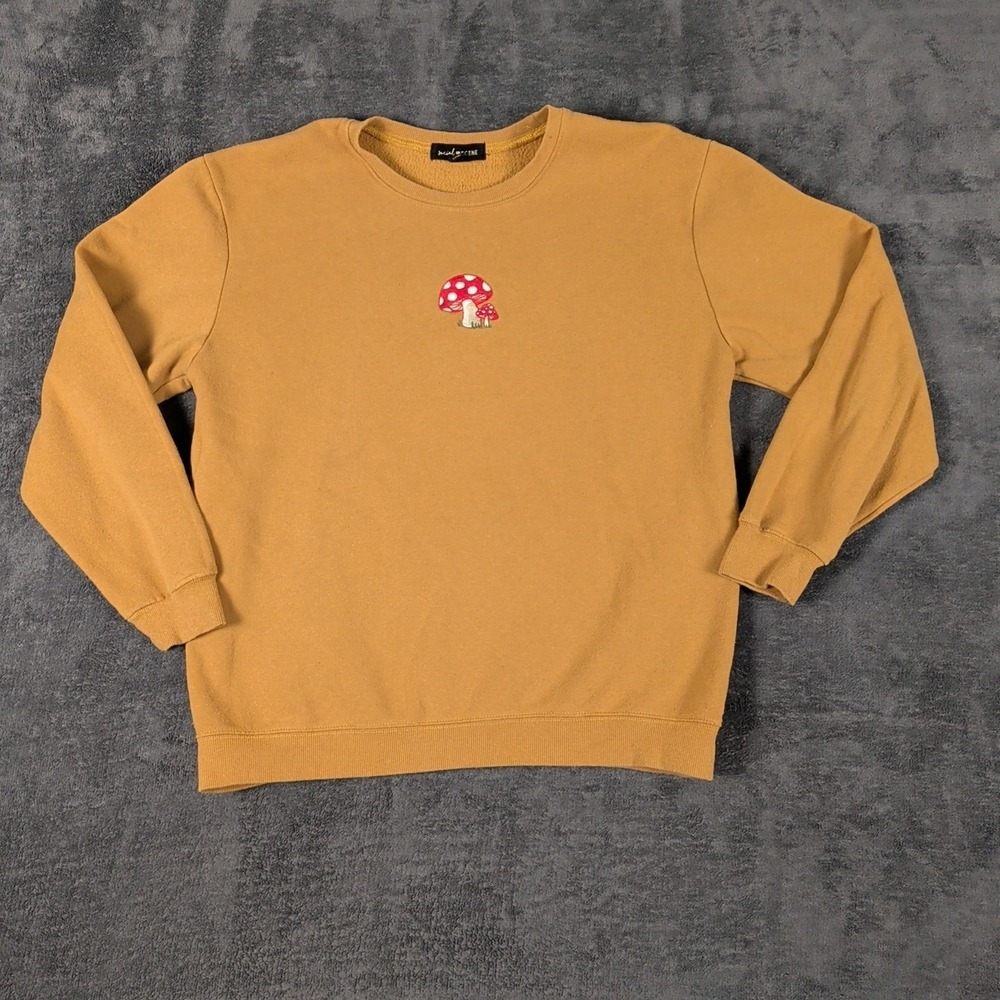 Social Scene Mushroom Sweatshirt Long Sleeve Size Medium Brown